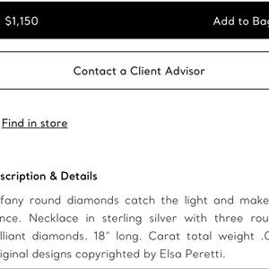 Authentic Tiffany Elsa Peretti Diamonds by the Yard Necklace